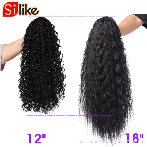 Silike 18 inchPuff Afro Kinky Curly Ponytail 120g/Pack Wrap Synthetic clip in Ponytail Hair Extensions Free Sample Hair Bundles